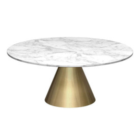 Gillmore Oscar White Marble Top & Brass Base Round Coffee Table / Small