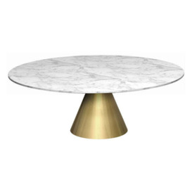 Gillmore Oscar White Marble Top & Brass Base Round Coffee Table / Small - thumbnail 3