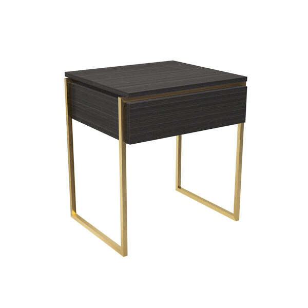 Gillmore Federico Black Stained Oak With Brass Frame Side Table - image 1