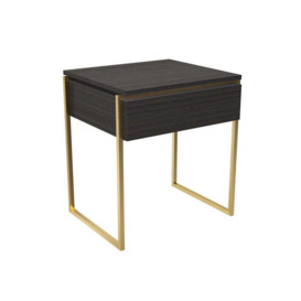 Gillmore Federico Black Stained Oak With Brass Frame Side Table - thumbnail 1