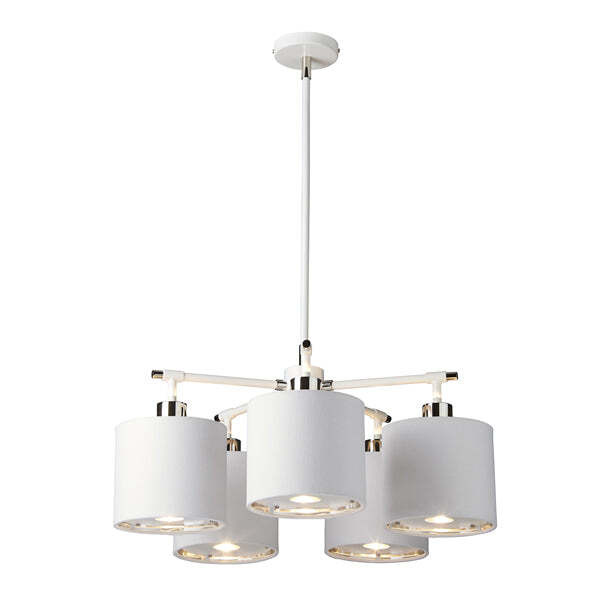 Elstead Balance 5 Light Chandelier White and Polished Nickel - image 1