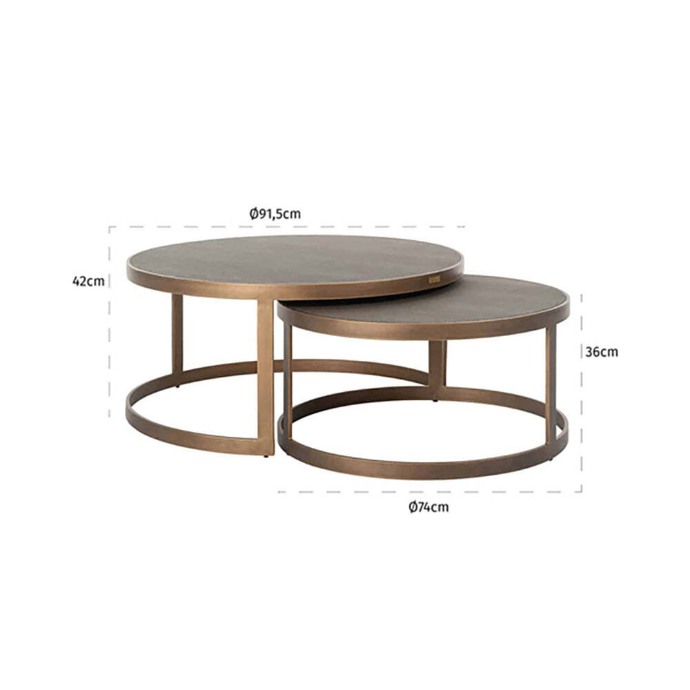 Richmond Set of 2 Bloomingville Gold Round Coffee Table - image 1