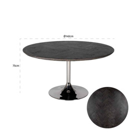 Richmond Blackbone 4 Seater Round Dining Table in Silver & Black - thumbnail 3