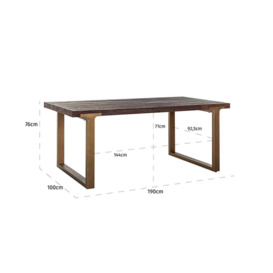 Richmond Cromford Dining Table in Brushed Gold & Brown - 190cm - thumbnail 3