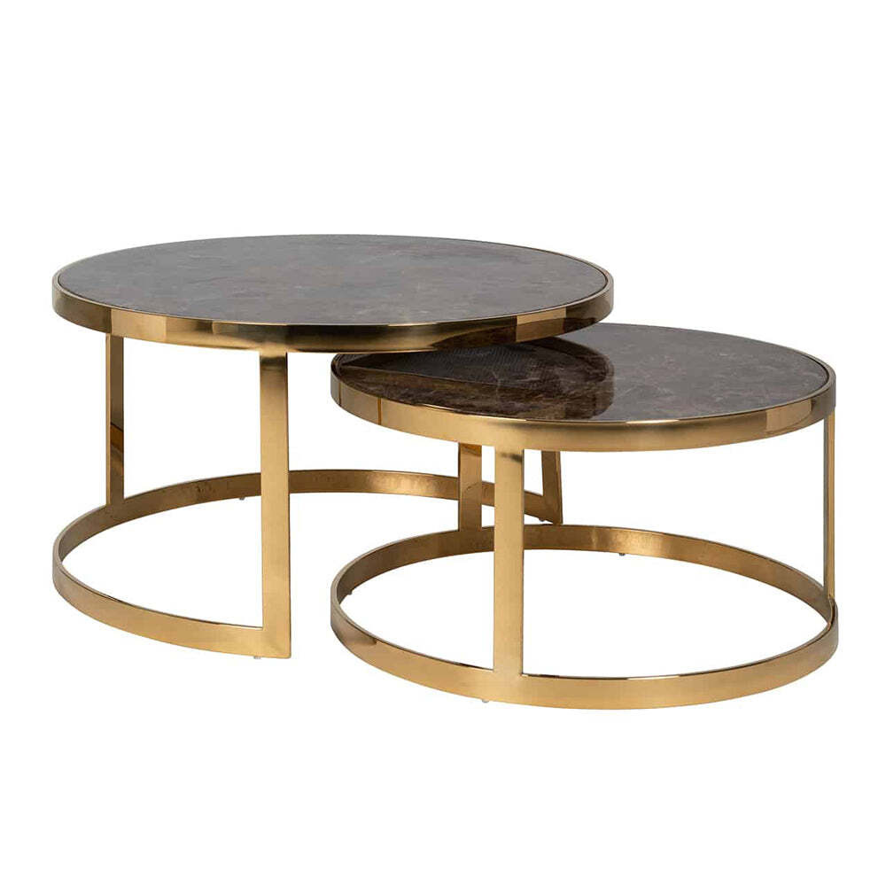 Richmond Conrad Brown And Gold Nest Table - image 1
