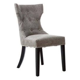 Olivia's Luxe Collection - Daxi Dining Chair, Grey Faux Leather - thumbnail 1