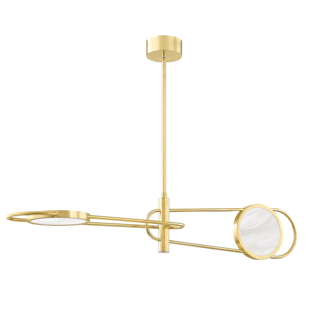 Hudson Valley Lighting Jervis Brass Base And Off White Shade 2 Pendant - image 1