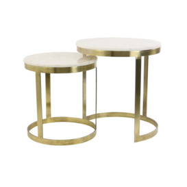 Light & Living Set of 2 Perlato Side Table Marble White And Ant Bronze - thumbnail 2