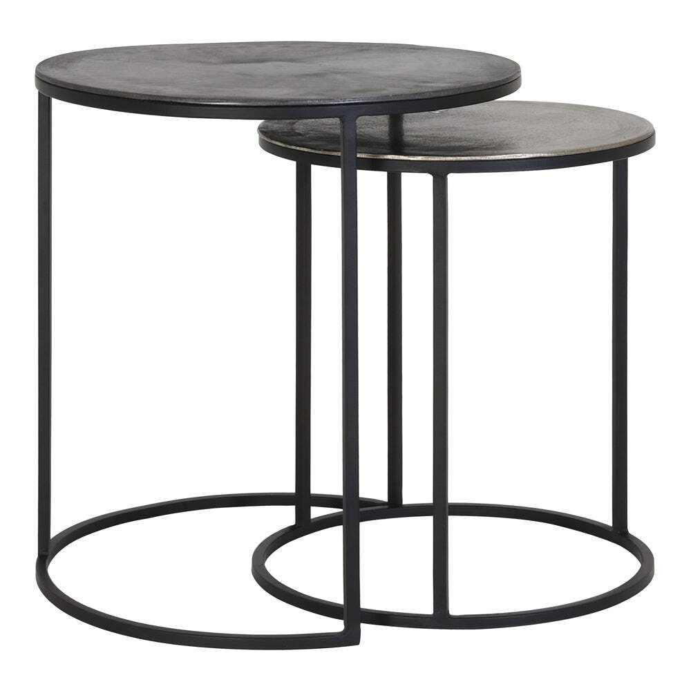 Light & Living Set of 2 Talca Side Table Antique & Raw Lead - image 1