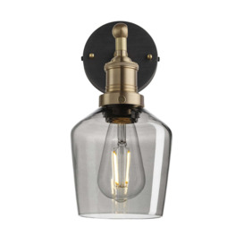 Industville Brooklyn 5.5 Inch Schoolhouse Wall Light / Smoke Grey Tinted Glass and Copper Holder - thumbnail 2