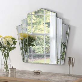 Olivia's Akola Art Deco Bevelled Fan Wall Mirror in Silver - thumbnail 2