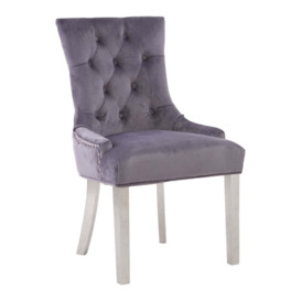 Olivia's Regina Grey Velvet Dining Chair - Outlet - thumbnail 1