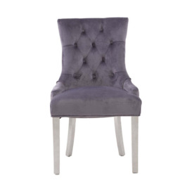Olivia's Regina Grey Velvet Dining Chair - Outlet - thumbnail 2