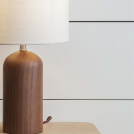Garden Trading Kingsbury Table Lamp with Shade in White & Walnut - thumbnail 2