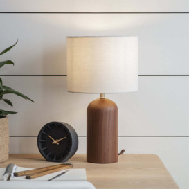 Garden Trading Kingsbury Table Lamp with Shade in White & Walnut