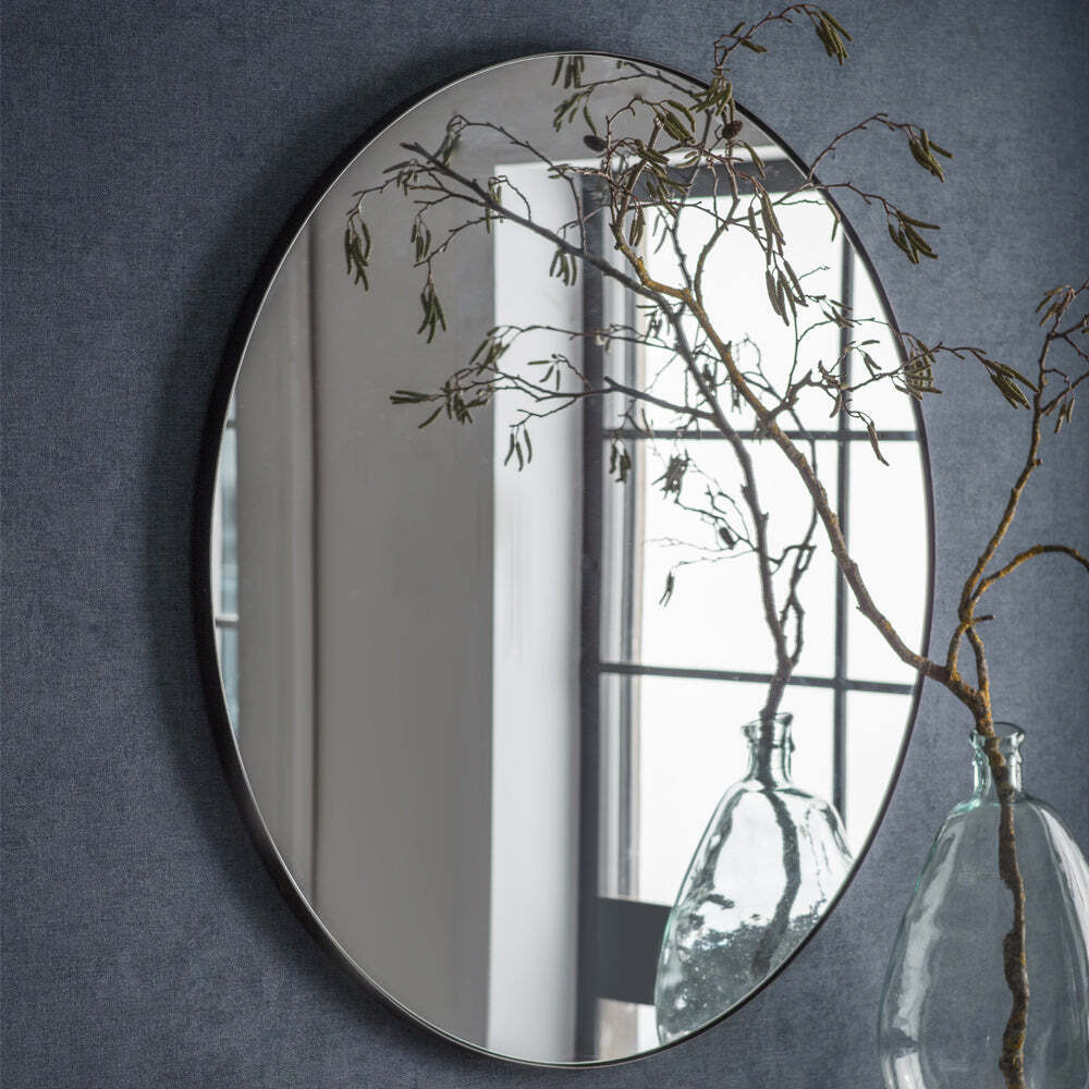 Garden Trading Cherington Round Wall Mirror 100cm in Black Steel - image 1