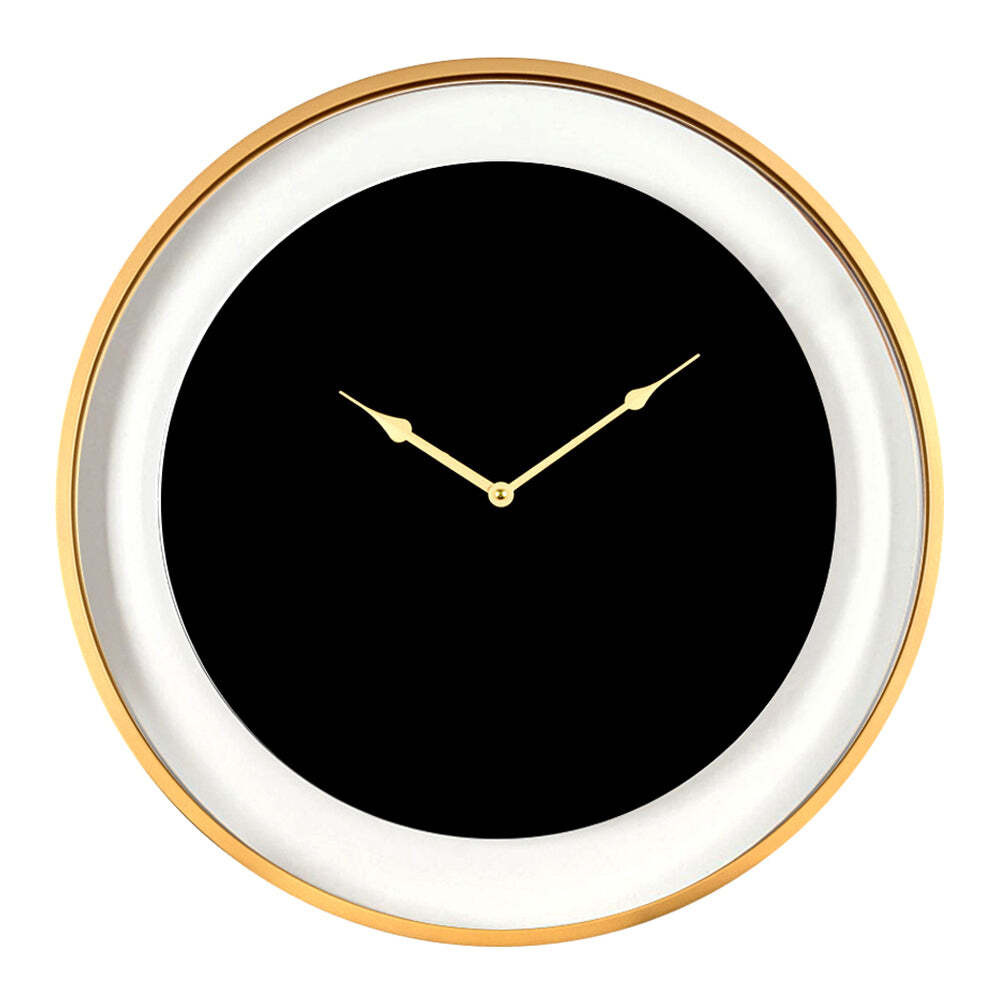 Libra Interiors Telford Black Round Wall Clock With Matt Gold Detail - image 1