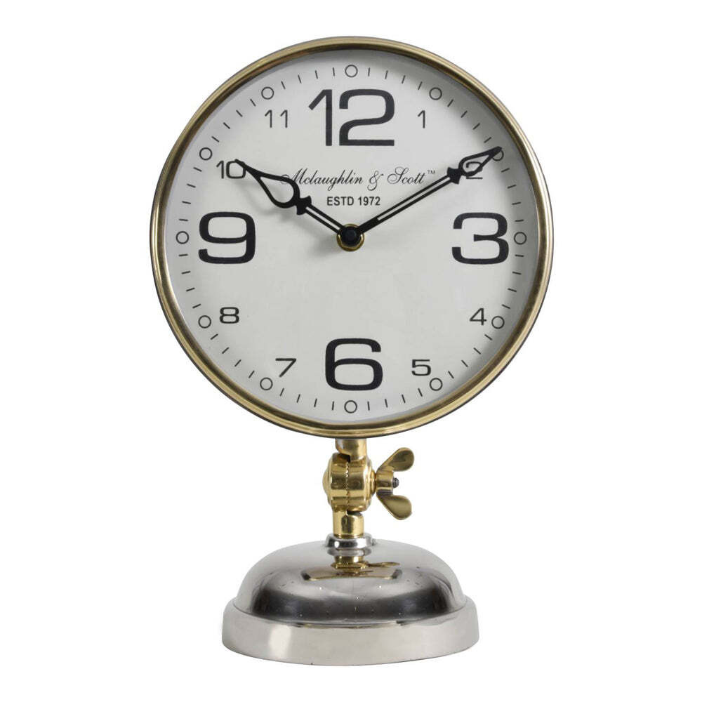 Libra Interiors Risby Gold, Brass And Nickel Mantle Clock - image 1