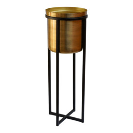 Ivyline Calla Planter Stand in Black & Antique Gold Small - thumbnail 1