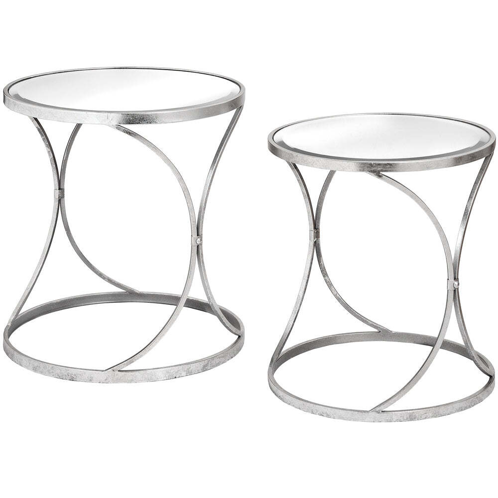 Hill Interiors Set of 2 Curved Design Side Tables in Silver - image 1