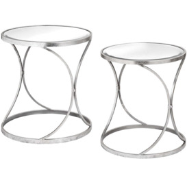 Hill Interiors Set of 2 Curved Design Side Tables in Silver