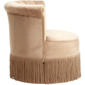 Olivia's Louie Swivel Round Accent Chair in Mink Velvet With Fringe - thumbnail 3