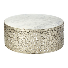 Olivia's Terra Iron & Stone Coffee Table in Antique Pewter