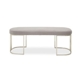 Olivia's Giselle Bench in Grey Fabric & Brushed Silver Frame