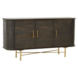 Olivia's Sawyer 3 Drawer Side Table in Brown & Brass - thumbnail 3