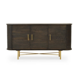 Olivia's Sawyer 3 Drawer Side Table in Brown & Brass - thumbnail 1