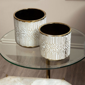 Olivia's Orion Side Table in White & Gold - thumbnail 2