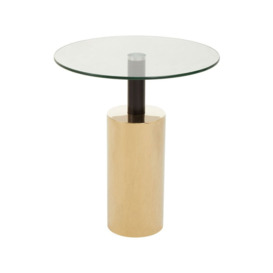 Olivia's Olive Side Table in Glass, Black & Gold