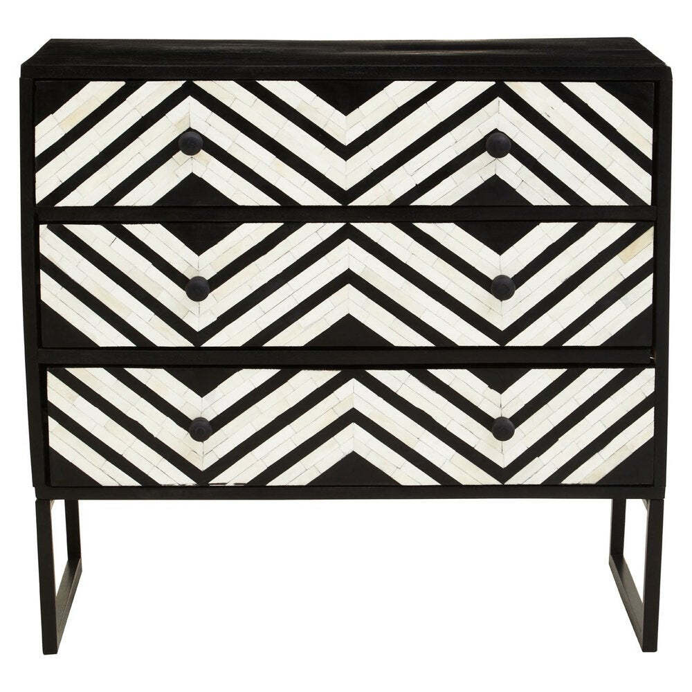 Olivia's Flori 3 Drawer Chest of Drawers in Black & White - image 1