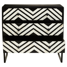 Olivia's Flori 3 Drawer Chest of Drawers in Black & White - thumbnail 2