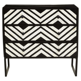 Olivia's Flori 3 Drawer Chest of Drawers in Black & White - thumbnail 1