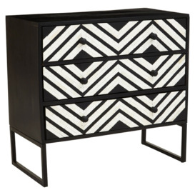 Olivia's Flori 3 Drawer Chest of Drawers in Black & White - thumbnail 3