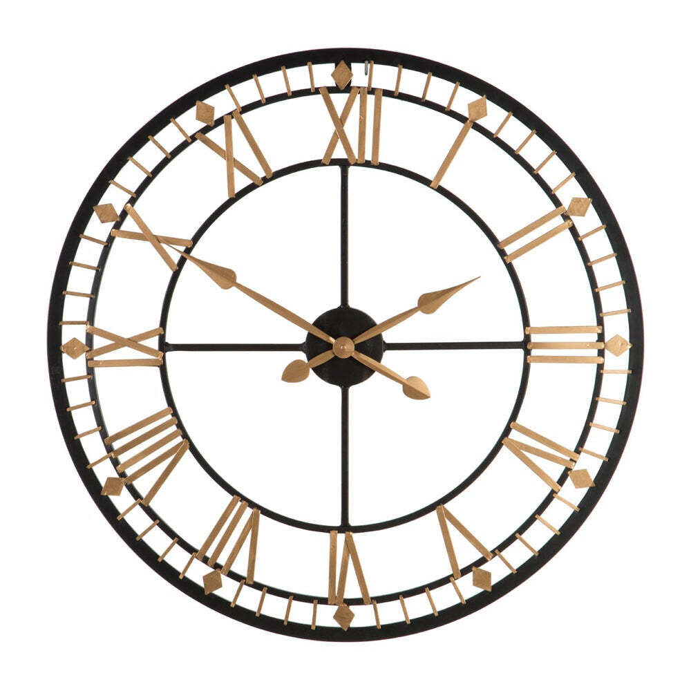 Olivia's Soft Industrial Collection - Metal Wall Clock in Black & Gold