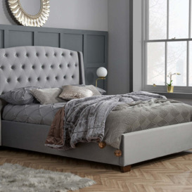 Olivia's Bailey Fabric Bed in Grey Velvet / Double - thumbnail 1