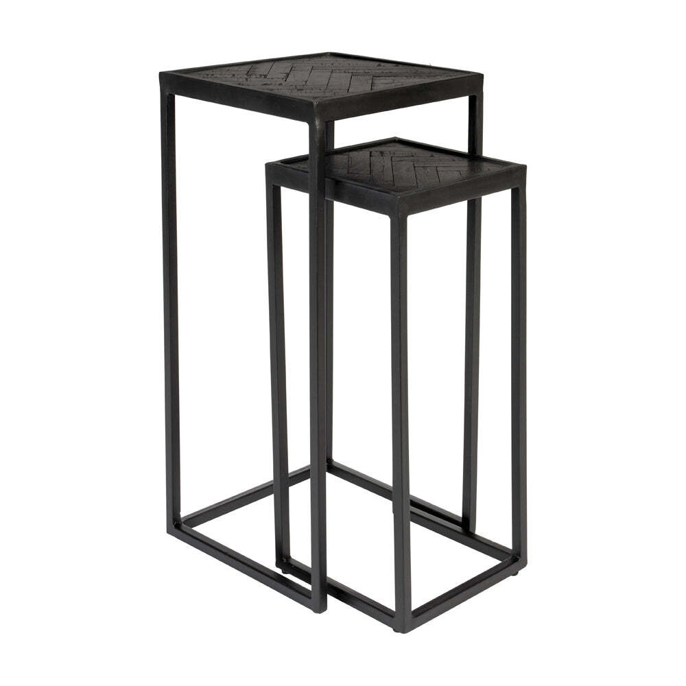 Olivia's Nordic Living Collection Set of 2 Parkes Side Tables in High Black - image 1