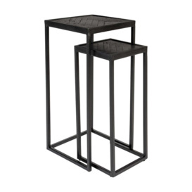 Olivia's Nordic Living Collection Set of 2 Parkes Side Tables in High Black - thumbnail 1