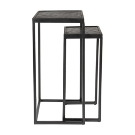 Olivia's Nordic Living Collection Set of 2 Parkes Side Tables in High Black - thumbnail 3
