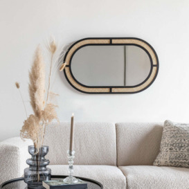 Olivia's Nordic Living Collection Ada Oval Wall Mirror in Black & Beige - thumbnail 2