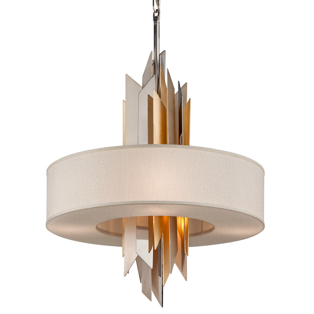 Hudson Valley Lighting Modernist 6Lt Pendant in Polished Stainless Steel & Gold Leaf - image 1