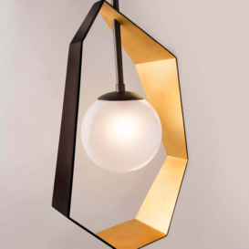 Hudson Valley Lighting Origami 1 Light Pendant in Textured Black & Gold Leaf - thumbnail 3