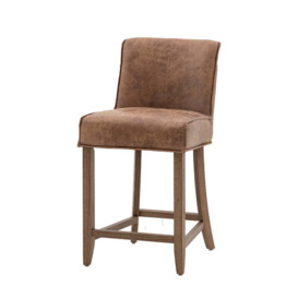 Gallery Interiors Set of 2 Barnaby Bar Stool in Brown Leather - thumbnail 2