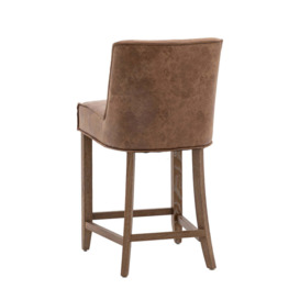 Gallery Interiors Set of 2 Barnaby Bar Stool in Brown Leather - thumbnail 3
