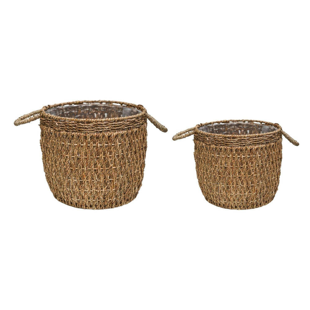 Ivyline Set of 2 Seagrass Lined Basket Natural - image 1