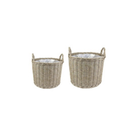 Ivyline Polyrattan Set of Two Lined Planters Natural