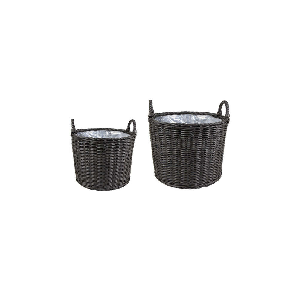 Ivyline Polyrattan Set of Two Lined Planters Willow - image 1