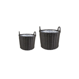 Ivyline Polyrattan Set of Two Lined Planters Willow - thumbnail 1